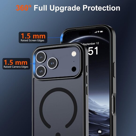 Black Iphone 17 Pro Max Case Compatible Magsafe Translucent Matte Shockproof - Picture 4 of 7